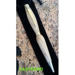 Penna artigianale in legno di castagno, ricaricabile.