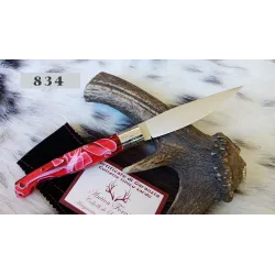 Pattadese lama 10,5 cm, manico in kirinite rosso venato con anima in acciaio