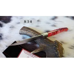 Pattadese lama 10,5 cm, manico in kirinite rosso venato con anima in acciaio