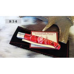 Pattadese lama 10,5 cm, manico in kirinite rosso venato con anima in acciaio