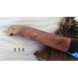 Coltello da scuoio lama fissa 11,5 cm, corno di montone, con anima in acciaio