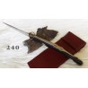 Coltello artigianale romano a 3 scrocchi, lama 15,5 cm smontabile, manico in corno di bufalo decorato + pin