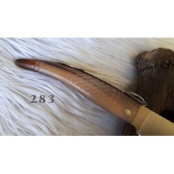 Coltello artigianale romano a 3 scrocchi, lama 13 cm, manico in corno di bovino