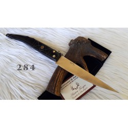 Coltello artigianale romano a 3 scrocchi, lama 16 cm, manico in corno di bufalo + pin