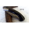 Arburese da scuoio lama larga 10,5 cm in acciaio damasco al carbonio, manico in corno di bufalo