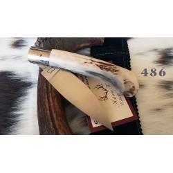 Coltello sardo da scanno, lama 11 cm, manico in corno di cervo