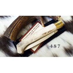 Coltello sardo da scanno, lama 12,5 cm, manico in corno di cervo