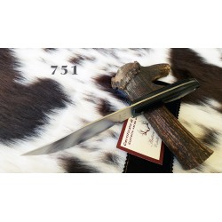 Coltello da scuoio lama larga fissa 13,5 cm, corno di bufalo, con anima in acciaio