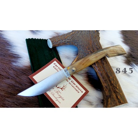 Coltello da scanno corrina in stile antico sardo, lama 9 cm, manico corno di montone