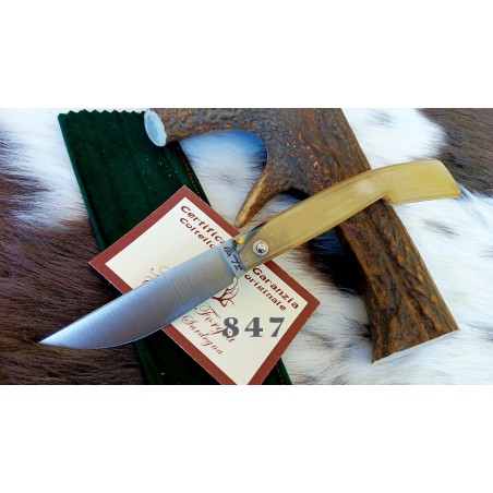 Coltello da scanno corrina in stile antico sardo, lama 9 cm, manico corno di montone